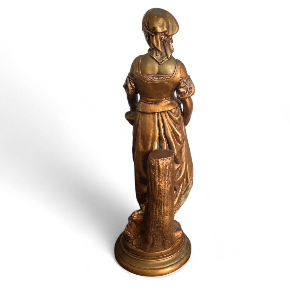 Vintage French Spelter Lady Statue “La Grâce de Dieu” Bronze Old World Decor - Picture 5 of 9